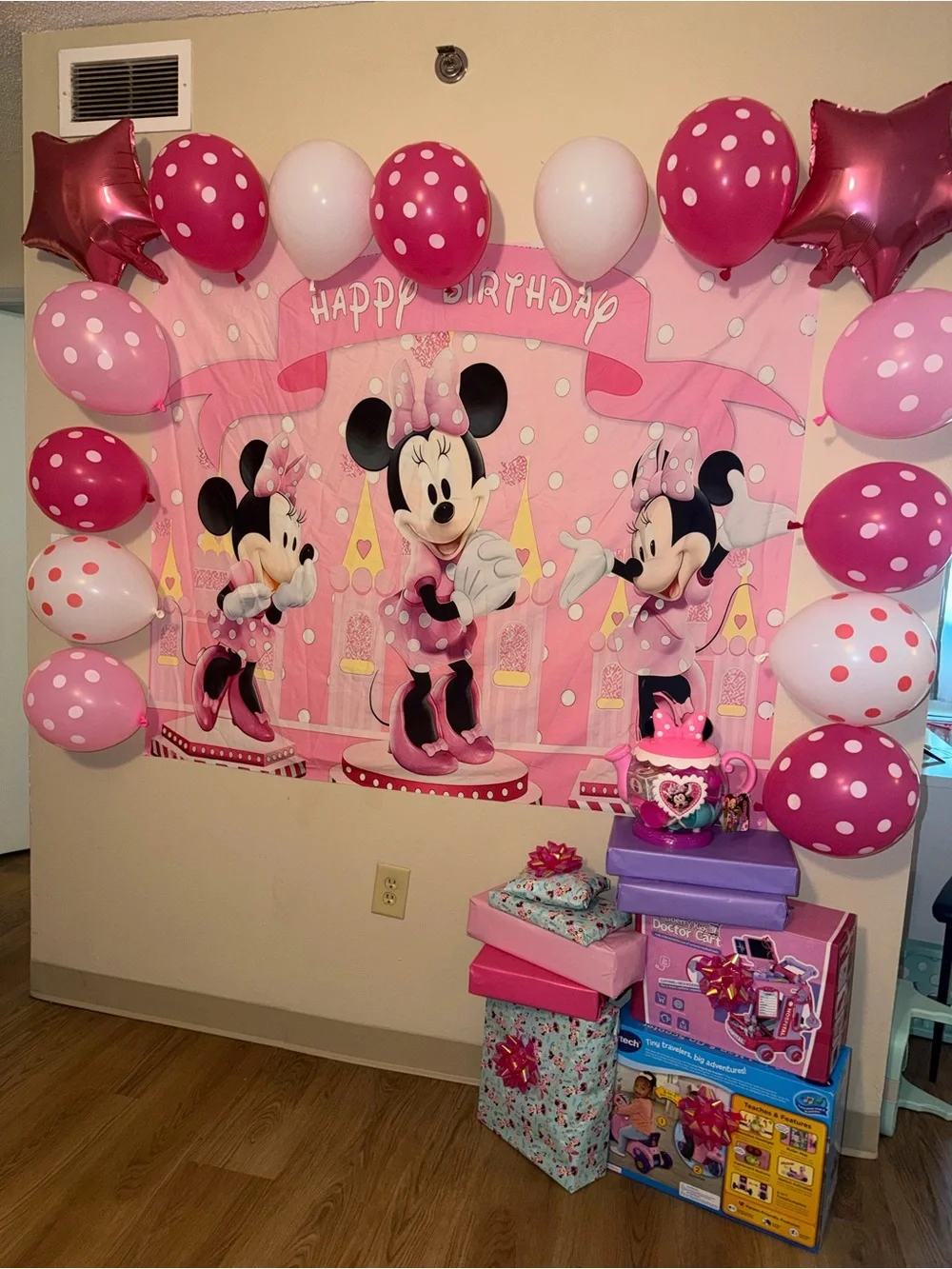 Disney Minnie Mouse Pink Birthday Party Backdrop